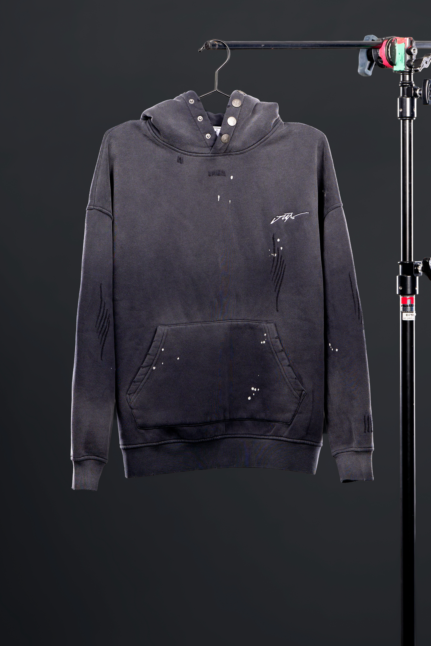 ETCH. LOGO DISTRESSED FLEECE HOODIE