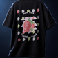 ICHIGO. TEE in black — back, floating product shot, strawberry graphic