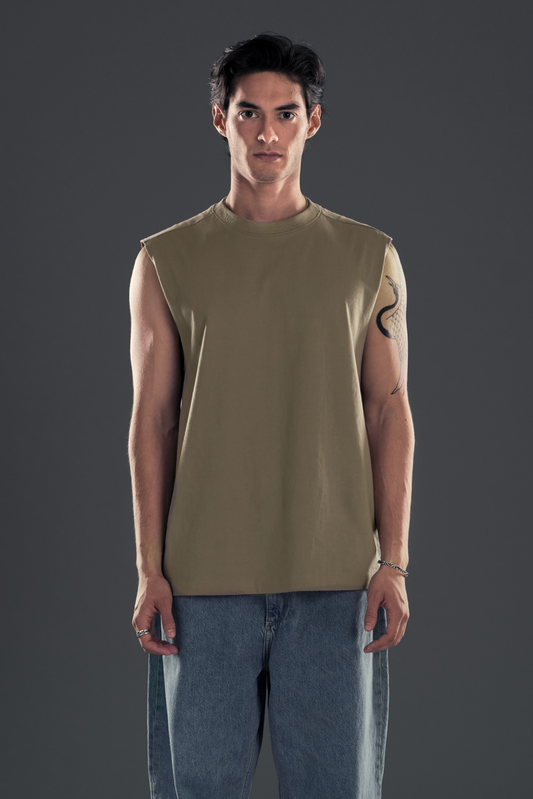 MSL. TANK in olive — front, worn on model
