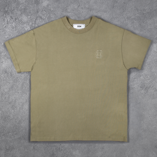 EMB. TEE - Olive Green