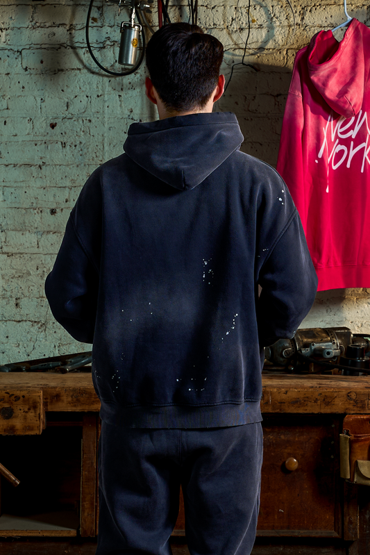 ETCH. LOGO DISTRESSED FLEECE HOODIE