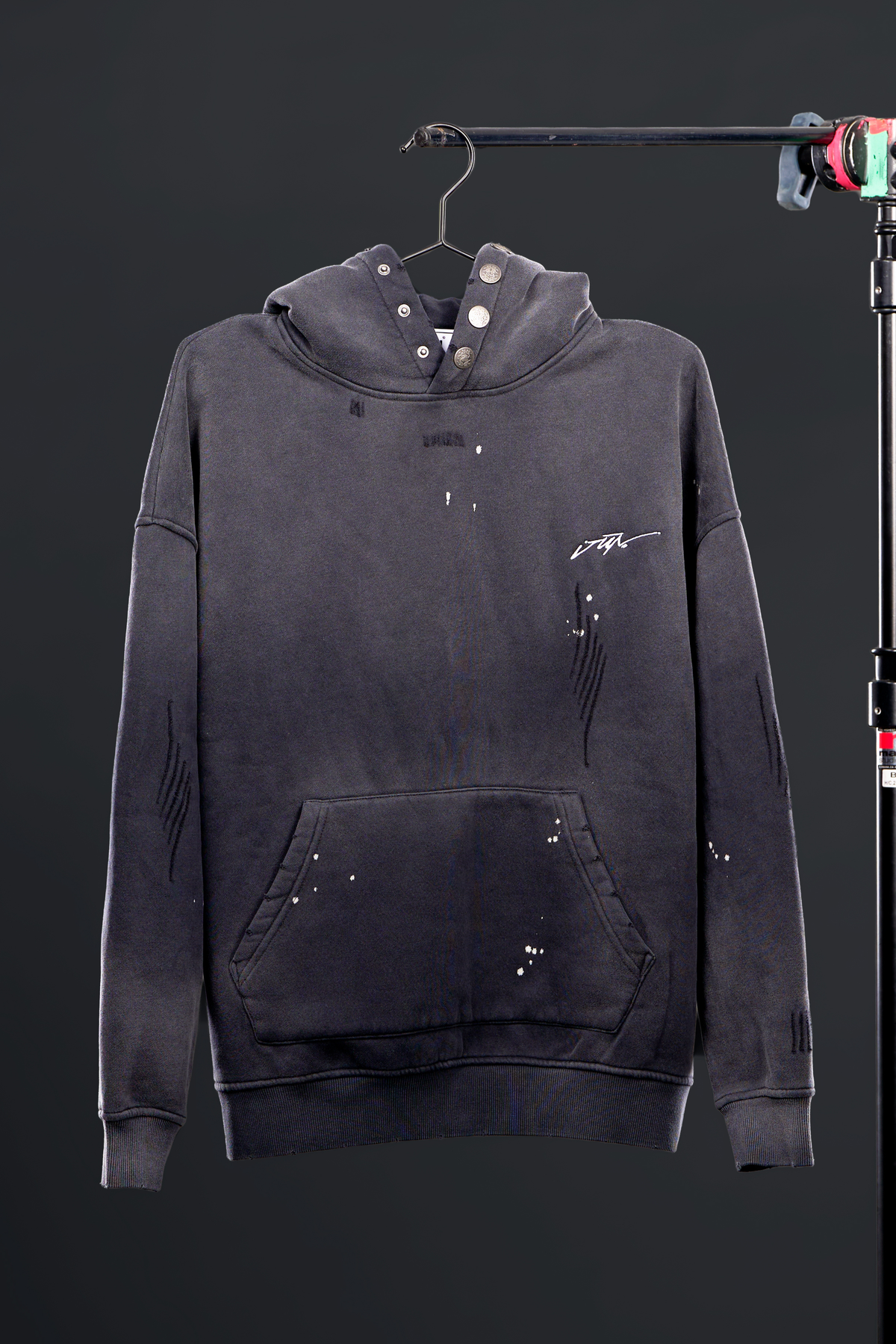 ETCH. LOGO DISTRESSED FLEECE HOODIE